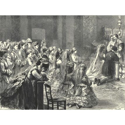 MARRIAGE OF THE MARQUIS OF BUTE AT THE ORATORY 1872 VICTORIAN ENGRAVING