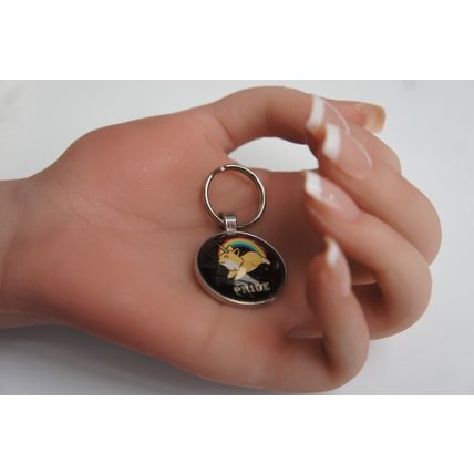 SUPER CUTE PRIDE KEYRING WITH DOGGIECORN AND RAINBOW IN GIFT BAG