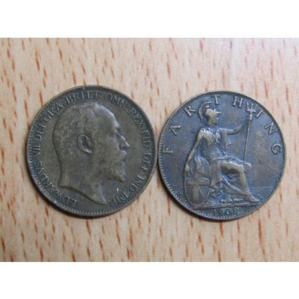GB 1908 Edward VII Farthing Coin