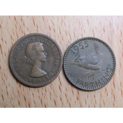 GB 1955 Elizabeth II Wren Farthing Coin