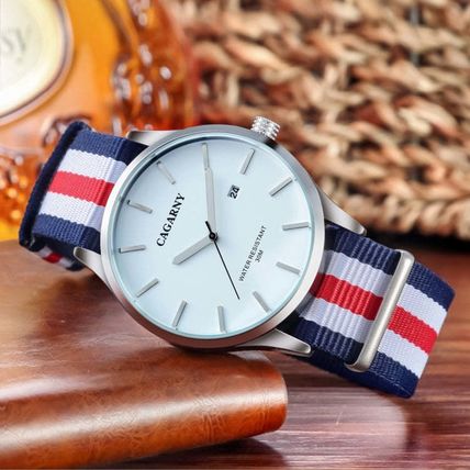 CAGARNY 6865 Concise Style Ultra Thin Waterproof Quartz Wrist Watch with Striped