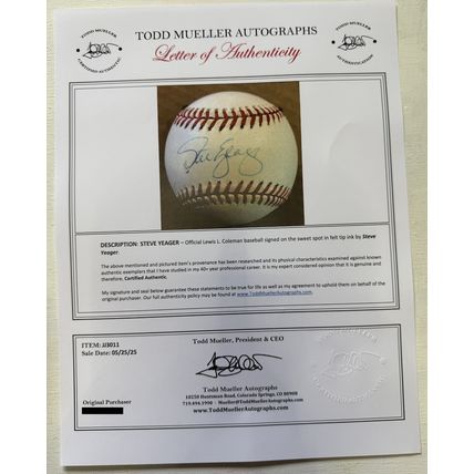 Steve Yeager Signed Autographed Official National League (ONL) Baseball