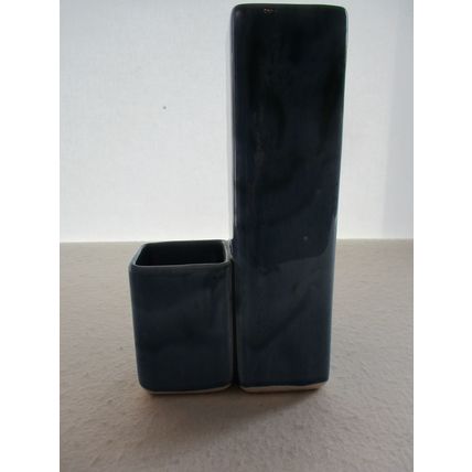Cornish Lamorna Pottery desk tidy, blue colourway