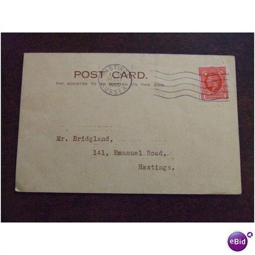 1935 GB King George V postcard Hastings place name interest