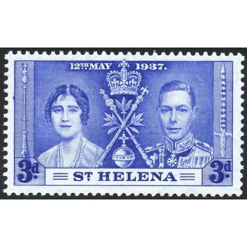 St Helena KGVI 1937 Coronation 3d Blue Unmounted Mint NHM SG 130 Sc 117 stamp