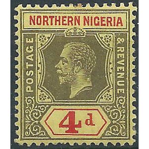 Northern Nigeria 1912 SG44 4d Black & Red/Yellow Mounted Mint . ..