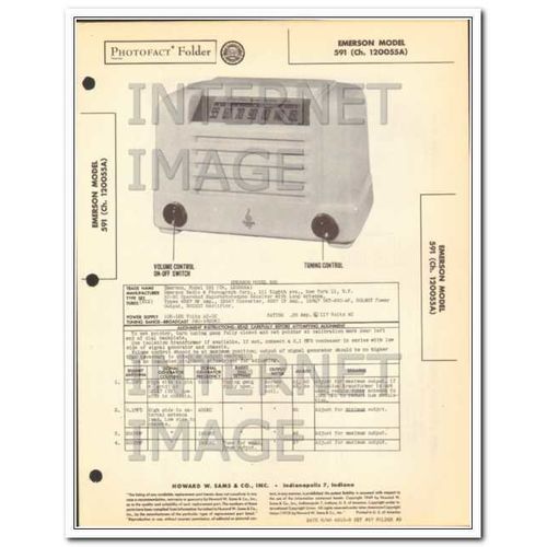 EMERSON model 591 6 tube AM radio receiver Sams Photofact manual