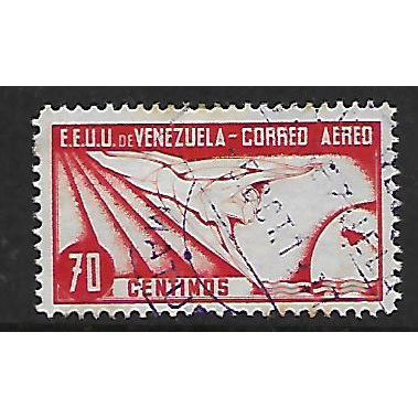 VENEZUELA 1937 70c RED FLIGHT BLUE FLIGHT SG475 FINE USED