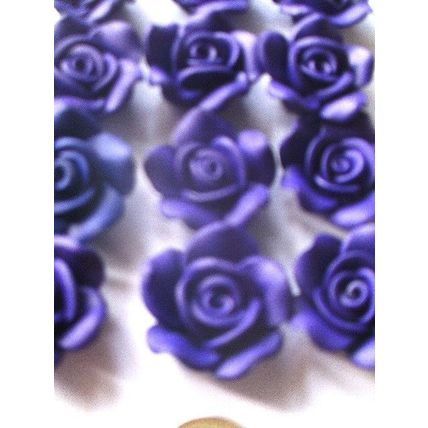 Polymer clay flower beads, 30mm, pack of 12, purple, crafts, hobbies etc