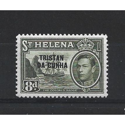 TristandaCunha.SG8 8d Badge of St.Helena (Olive-Green).Mounted Mint.Jun24