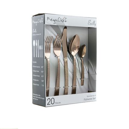 MegaChef Baily 20 Piece Flatware Utensil Set, Stainless Steel Silverware Meta...