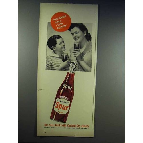 1943 Canada Dry Spur Cola Soda Ad - Finest Tasted