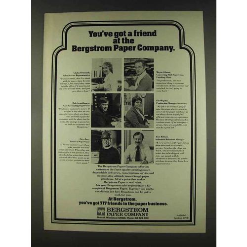 1978 Bergstrom Paper Company Ad - Got a Friend