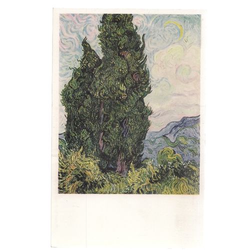 CYPRESSES, painting by Vincent Van Gogh. unused postcard =