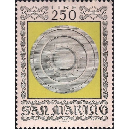 SAN MARINO, MILITARY, Shield, yellow, 1974 yellow, 250 Lire