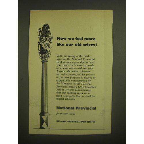 1958 National Provincial Bank Limited Ad - Now we feel more like our old selves