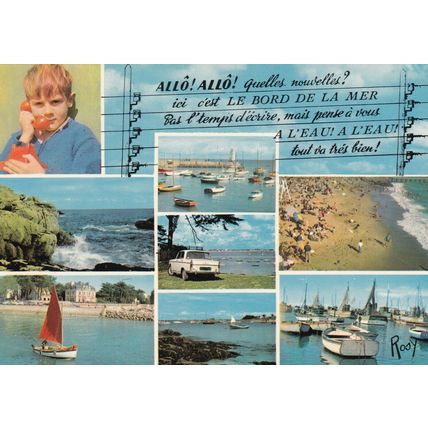 Au Bord de la Mer Multiview France Postcard used VGC