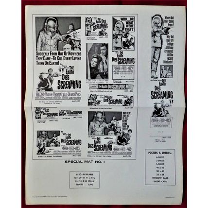 EARTH DIES SCREAMING, The (1964) vintage UK Pressbook ***Willard Parker***