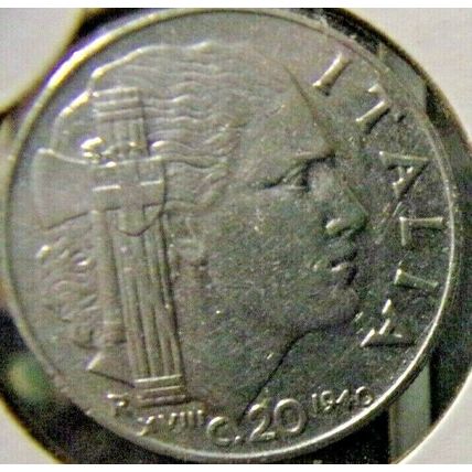 1940 Italy-20 Centesimi-Extremely Fine detail