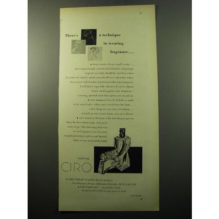 1950 Ciro New Horizons Eau de Toilette and Perfume Advertisement