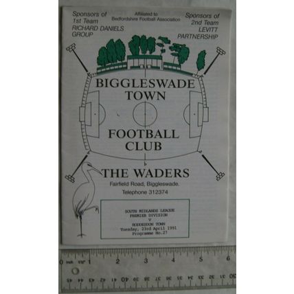 1991 programme Biggleswade Town v. Hoddesdon Town