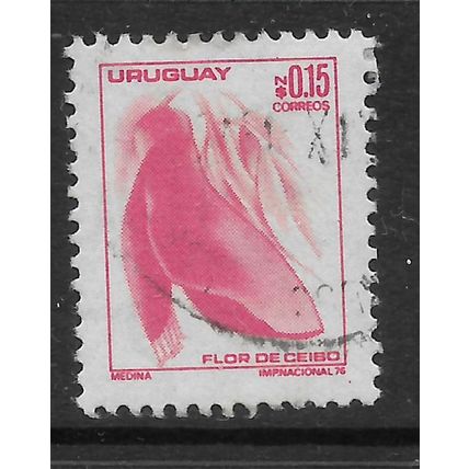 URUGUAY 1976 LOCAL MOTIVES 15c RED NATIONAL FLOWER SG 1641 FINE USED#2