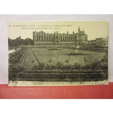 FLOWER GARDEN & CASTLE, ST. GERMAINE en LAYE, FRANCE unused antique postcard /