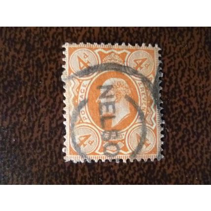 1909 GB King Edward VII 4d Nelson parcel used definitive postage stamp SG241