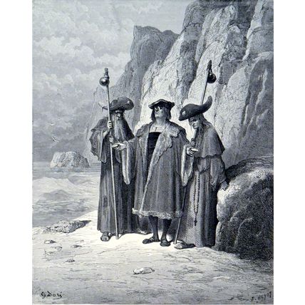 OYSTER AND ITS CLAIMANTS 1885 Gustave Doré - Huyot ANTIQUE ENGRAVING