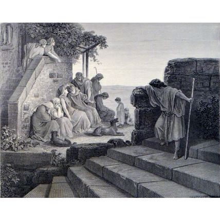 RETURN OF THE PRODIGAL SON 1885 Gustave Doré - Pannemaker ANTIQUE ENGRAVING