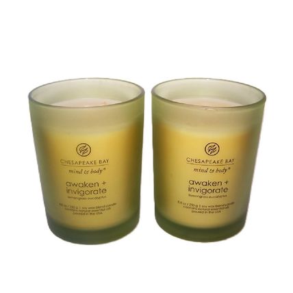 Lemongrass Eucalyptus Candle Chesapeake Bay Mind & Body Awaken Invigorate x2