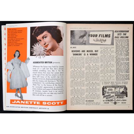 KINE WEEKLY 1958 Janette Scott, Royal Premier Dunkirk UK MAGAZINE