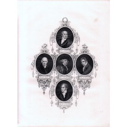 GREAT ARTISTS 1876 Lawrence, West, Reynolds, Wilkie, Shee ANTIQUE ENGRAVING