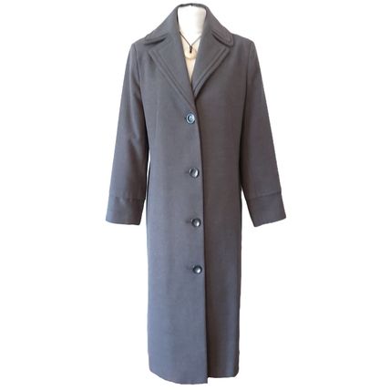 Vintage Grey Coat Maxi Long Longline full ankle length tailored custom made M