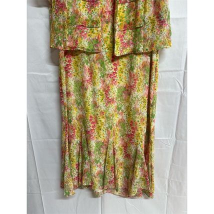 DN Design Vtg Chiffon Floral Lined Midi Dress & Cover Sz 16 Multicolor 2 Pc Set