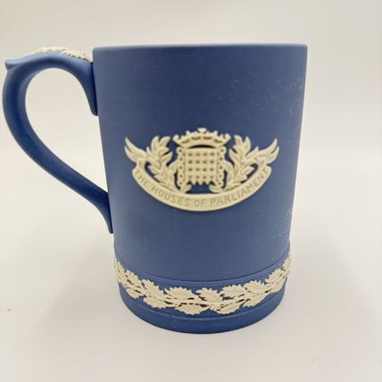 Vtg Wedgwood Christmas 1974 Blue Jasperware Parliament Mug England Commemorative