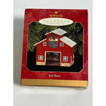 Vintage 1999 Hallmark Keepsake Ornament Red Barn Pressed Tin Ornament