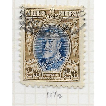 RHODESIA 1931 SG26a PERF 11½ 2/6d HALF CROWN KG5 3/4 PORTRAIT SOUTHERN USED
