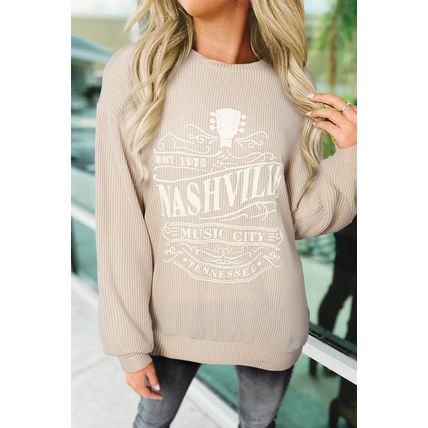 Apricot NASHVILLE MUSIC CITY Corded Graphic Sweatshirt