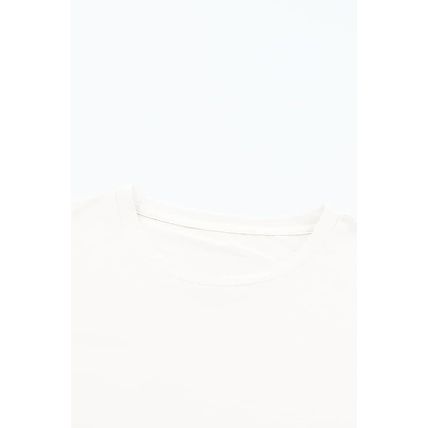 White Casual Plain Crew Neck Tee