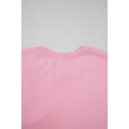 Pink Bow Applique Half Sleeve T-shirt
