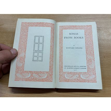 1918 RUDYARD KIPLING "SONGS FROM BOOKS" FICTION RED LEATHER BOOK (P3)