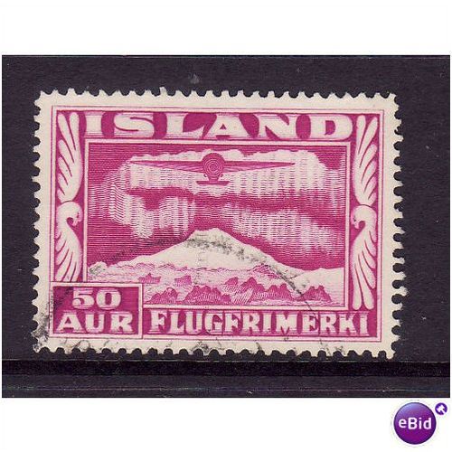 ICELAND 1934 50A PURPLE MONOPLANE SG211 FINE USED