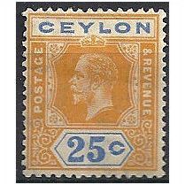 Ceylon 1912 SG312 25c Orange & Blue Mounted Mint ..