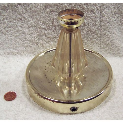 1970's Gold Plated Round Base Crystal Center Light Fixture Holder (Pre-Owned)