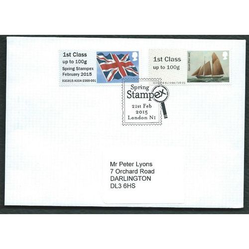 2015 1ST 'POST & GO ' (WORKING SAILS) + UNION FLAG (OVPT) ON COVER (EBID37-125)