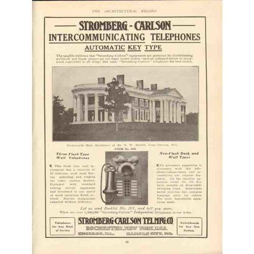stromberg-carlson 1910 n w harris lake geneva wi residence vintage ad