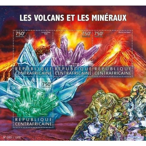 CENTRAL AFRICA 2015 SHEET MNH VOLCANOES MINERALS VOLCANS MINERAUX VULKANEN 5