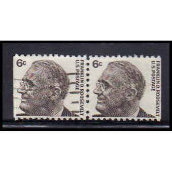 Used 1284 6c Franklin Roosevelt Very Fine BPS Hor Pair KA7329