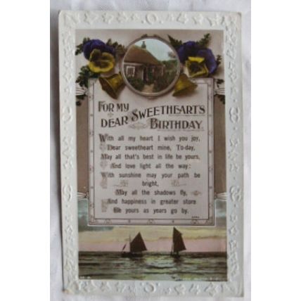 vintage Greetings postcard Dear Sweethearts Birthday